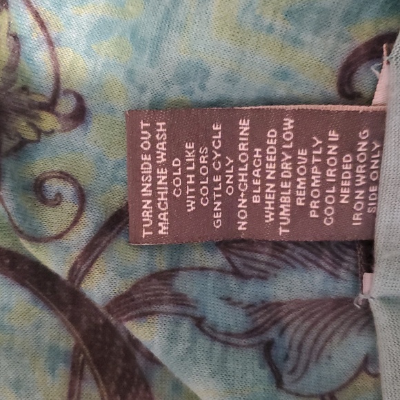 Liz & Me Collector series Elegant Blues Floral 3X Women's Top 3/4 Sleeves - Picture 8 of 9